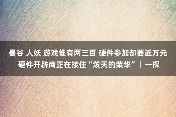 曼谷 人妖 游戏惟有两三百 硬件参加却要近万元 硬件开辟商正在接住“泼天的荣华”︱一探