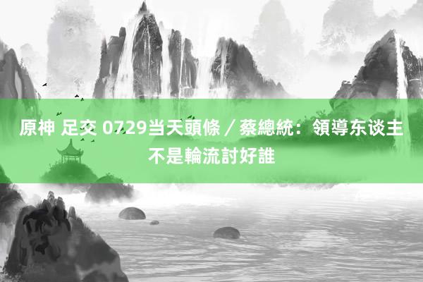 原神 足交 0729当天頭條／蔡總統：領導东谈主不是輪流討好誰