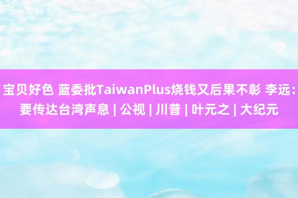 宝贝好色 蓝委批TaiwanPlus烧钱又后果不彰 李远：要传达台湾声息 | 公视 | 川普 | 叶元之 | 大纪元