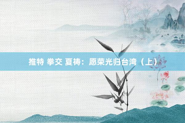 推特 拳交 夏祷：愿荣光归台湾（上）