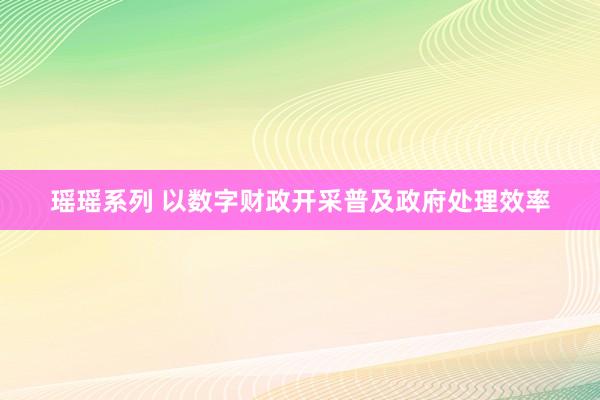 瑶瑶系列 以数字财政开采普及政府处理效率